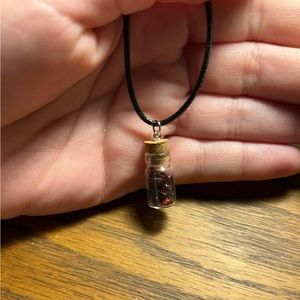 Garnet glass bottle necklace